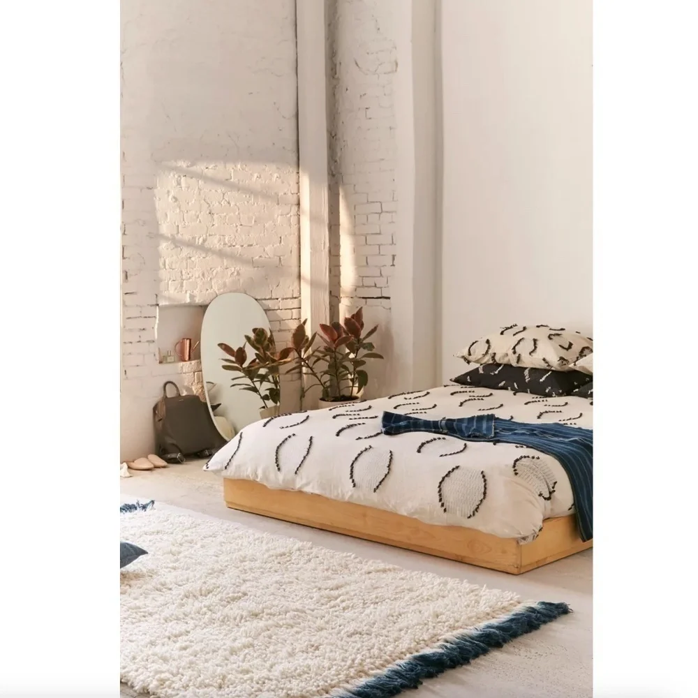 Urban Outfitters Jacquard Circles Duvet Cover Cream Black Cotton Size Full/Queen